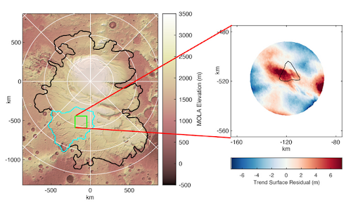 Surface topographic impact of subglacial water beneath the south polar ice cap of Mars