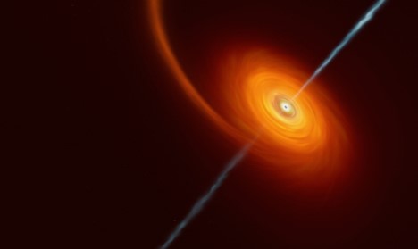 This creator's rendering shows what it would appear like when a star comes too close to a black hole