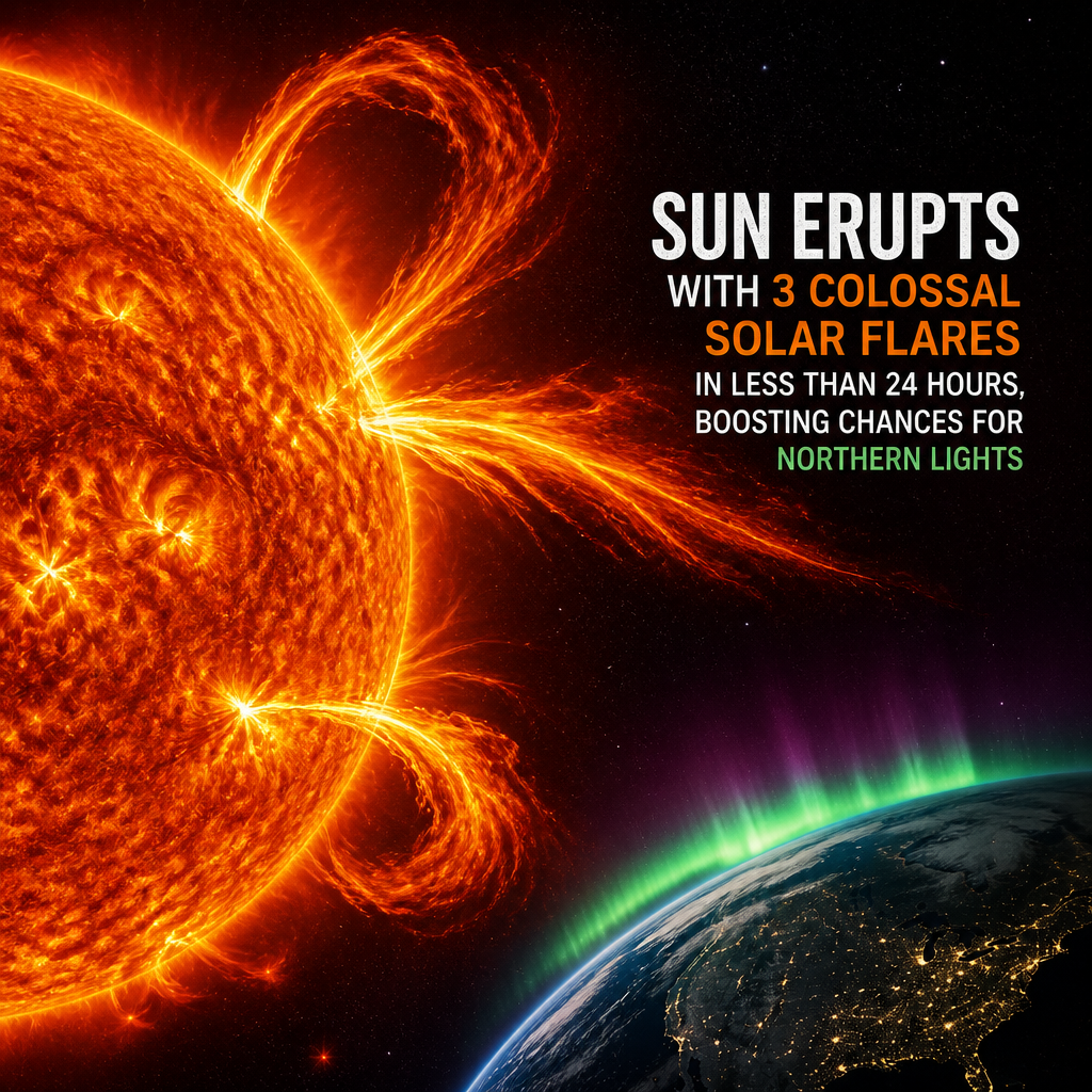 Sun Unleashes Triple Solar Flares, Increases Odds for Northern Lights Show